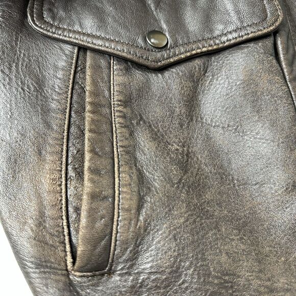 Vtg Mesa Ridge Brown Leather Bomber Jacket Mens Sz XL Motorcycle 90s Distressed - Picture 13 of 16